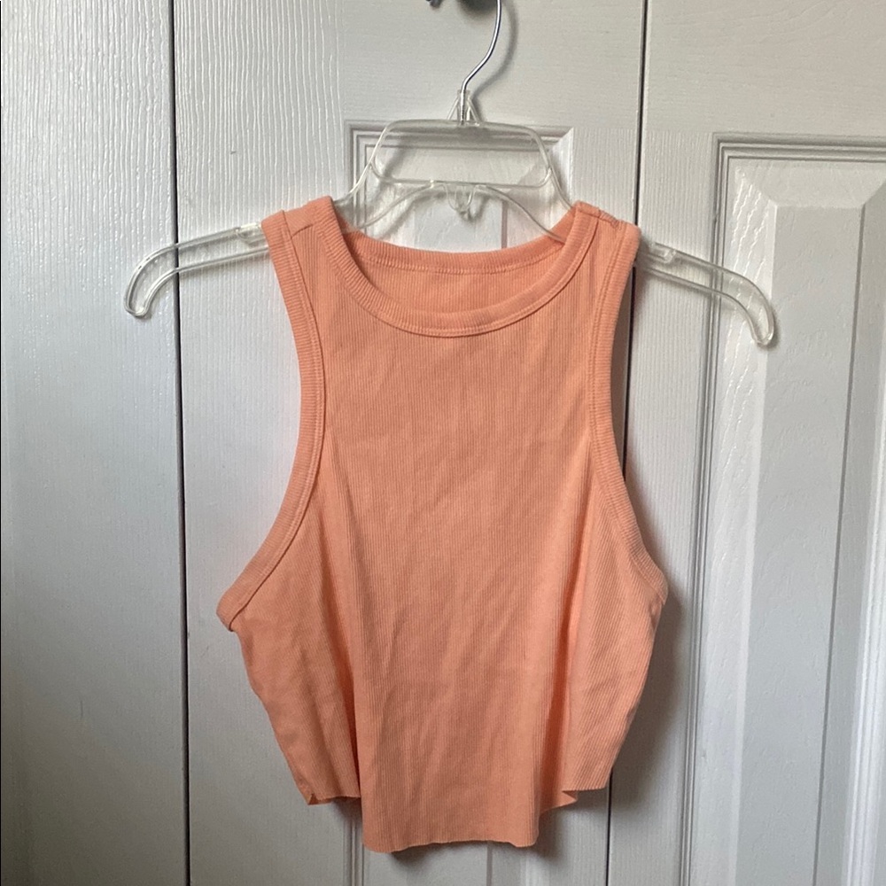 Peach Sleeveless Crop Top
